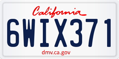 CA license plate 6WIX371