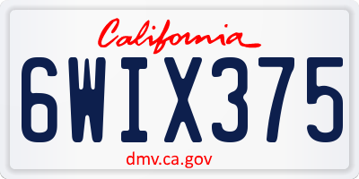 CA license plate 6WIX375