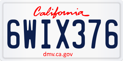 CA license plate 6WIX376