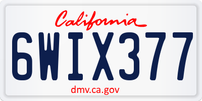 CA license plate 6WIX377