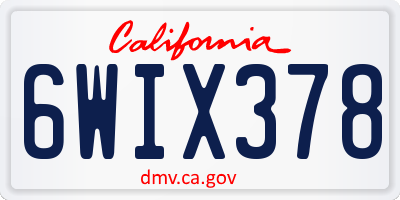 CA license plate 6WIX378