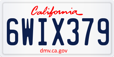 CA license plate 6WIX379