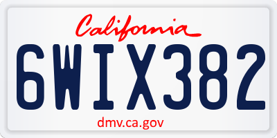 CA license plate 6WIX382