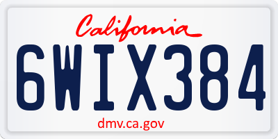 CA license plate 6WIX384