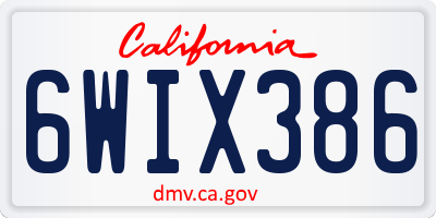 CA license plate 6WIX386