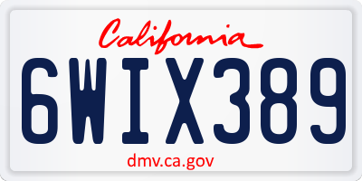 CA license plate 6WIX389