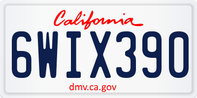 CA license plate 6WIX390