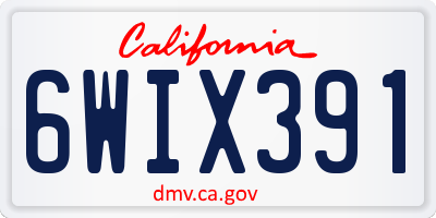 CA license plate 6WIX391