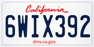 CA license plate 6WIX392
