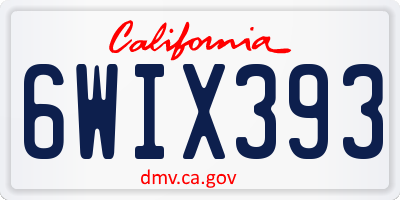 CA license plate 6WIX393