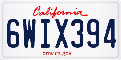 CA license plate 6WIX394
