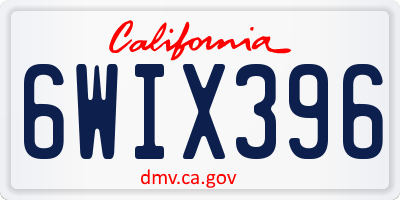 CA license plate 6WIX396