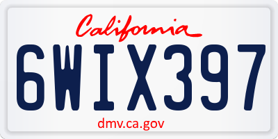 CA license plate 6WIX397