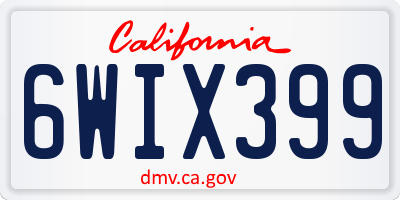 CA license plate 6WIX399