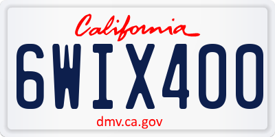 CA license plate 6WIX400