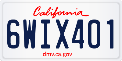 CA license plate 6WIX401