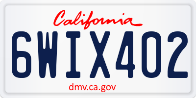 CA license plate 6WIX402
