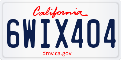 CA license plate 6WIX404
