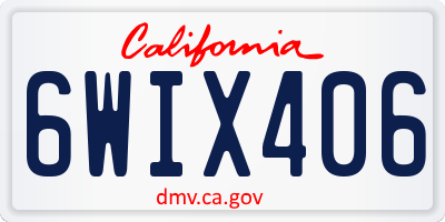 CA license plate 6WIX406