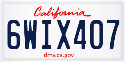 CA license plate 6WIX407