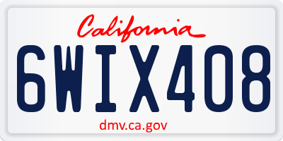 CA license plate 6WIX408