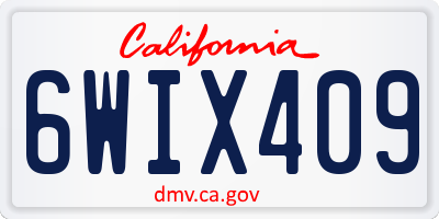 CA license plate 6WIX409