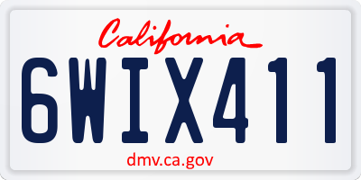 CA license plate 6WIX411