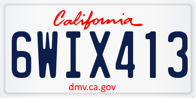 CA license plate 6WIX413