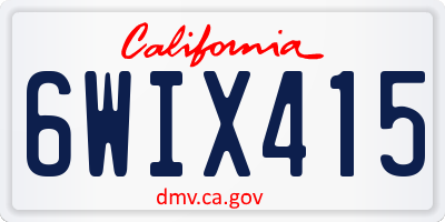 CA license plate 6WIX415