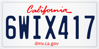 CA license plate 6WIX417