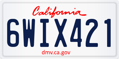 CA license plate 6WIX421