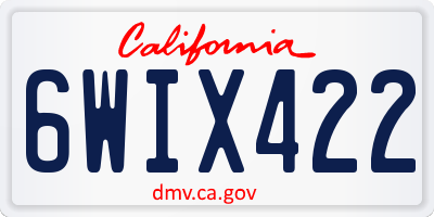 CA license plate 6WIX422