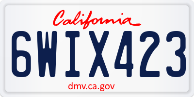 CA license plate 6WIX423