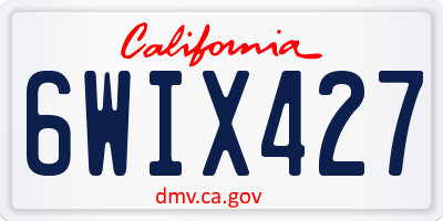 CA license plate 6WIX427