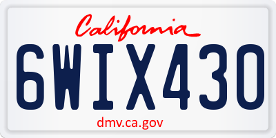 CA license plate 6WIX430