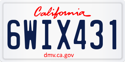 CA license plate 6WIX431