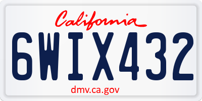 CA license plate 6WIX432