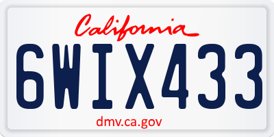 CA license plate 6WIX433