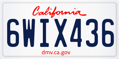CA license plate 6WIX436