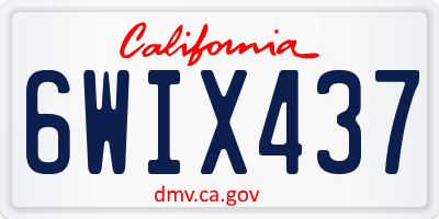CA license plate 6WIX437