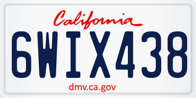 CA license plate 6WIX438