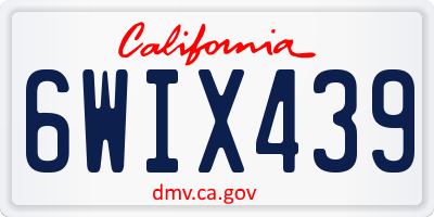 CA license plate 6WIX439
