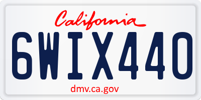CA license plate 6WIX440