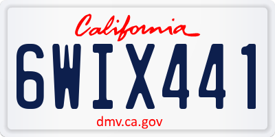 CA license plate 6WIX441