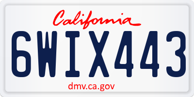 CA license plate 6WIX443