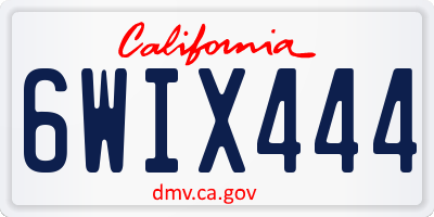 CA license plate 6WIX444