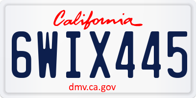 CA license plate 6WIX445
