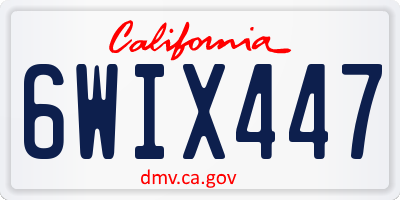 CA license plate 6WIX447