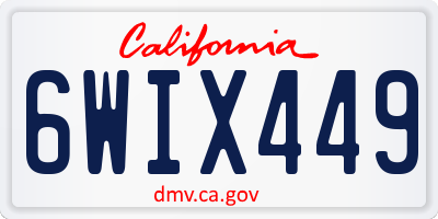 CA license plate 6WIX449