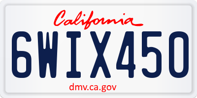 CA license plate 6WIX450